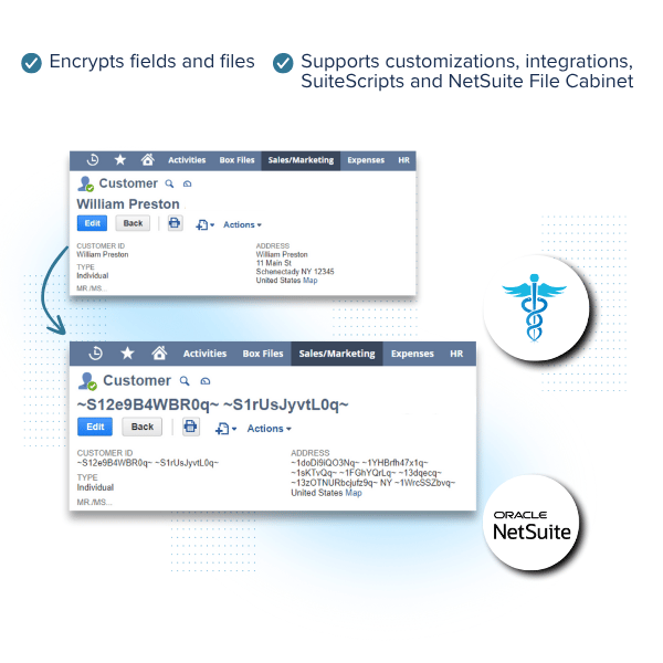 NetSuite HIPAA compliance encrypt fields and files